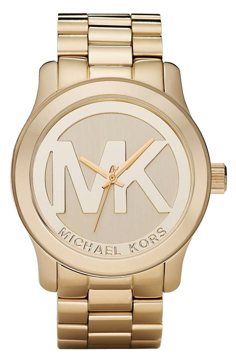 michael kors runway logo dial watch|Michael Kors black chronograph watch.